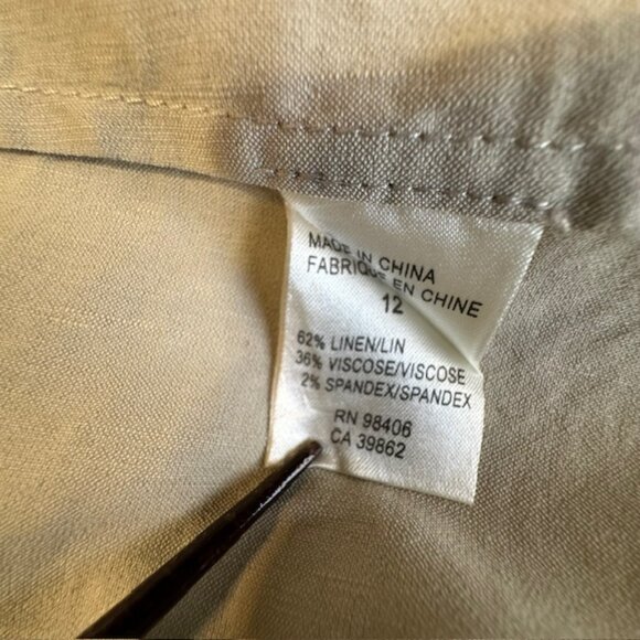 Theory Saige Shirt Belted Dress in Barley Color Linen Blend Women's Size 12 - Picture 7 of 7